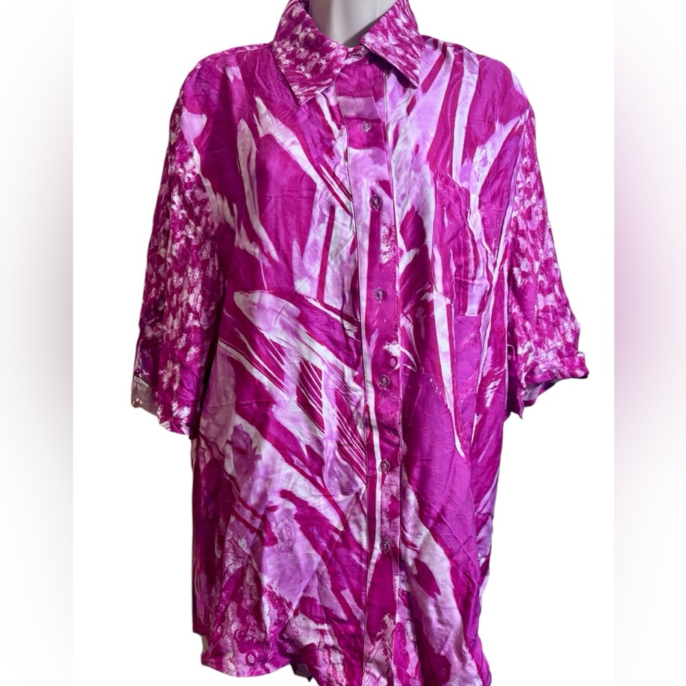 Collina Strada Vibrant Pink Butterflies Button-Up Women’s Shirt MSRP: $375